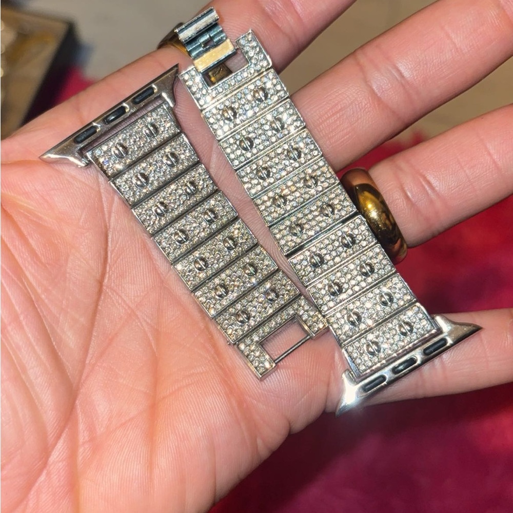 Silver Rhinestone Apple Watch Band